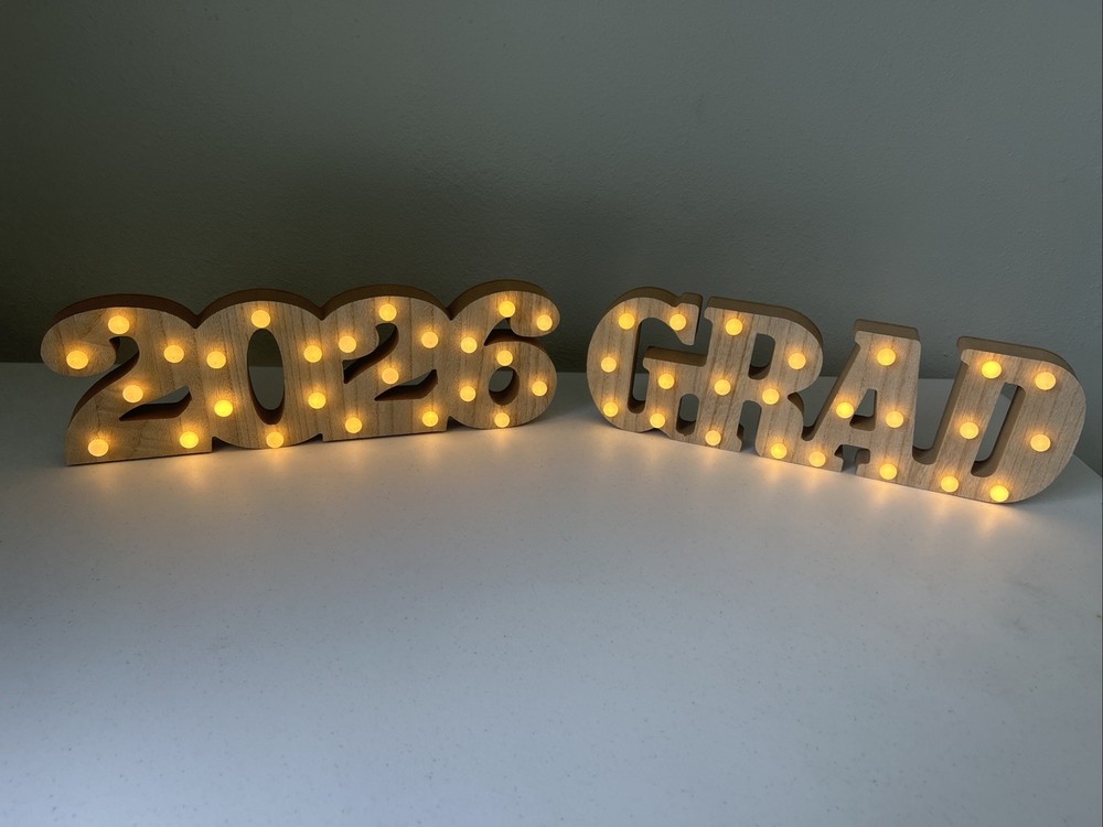 Graduation Party Marquee Lights: Grad Sign 2026 Lights up-each part is 17×6 in