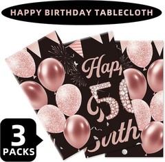 3 Pack 50th Birthday Decorations for Women – Happy 50th Birthday Tablecloth, …