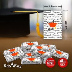 Class of 2025 Graduation Mini Candy Wrapper | Set of 60 Stickers | Orange Theme