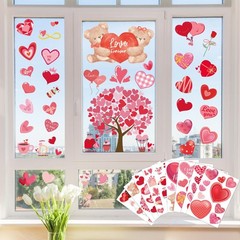 Valentines Day Decorations – Heart Window Clings for Glass | Red