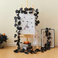 2 Pack Halloween Garlands Black Maple Leaf Garland 13Ft Black Hanging Vines f…
