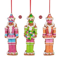 Raz Holly Jolly Holiday-Vivid Jolly Gingerbread Nutcracker Ornament