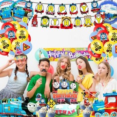 Train Birthday Party Set 37 Pcs with Banner, Latex & Foil Balloons – Fun