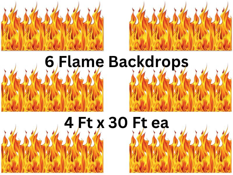6 Flame Backdrop Fire Bulk Party Supplies Wholesale Halloween Photo Booth 4’x30′