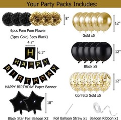 Stylish Gold & Black Birthday Decorations – Durable, Reusable & Easy to Assemble