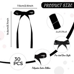 30 Pack Bow Cake Toppers Black Ribbon Bows for Cake Bow Cupcake Toppers Back to