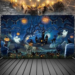 Durable 72.8 x 43.3 Inch Halloween Decoration Backdrop for Parties & Photography