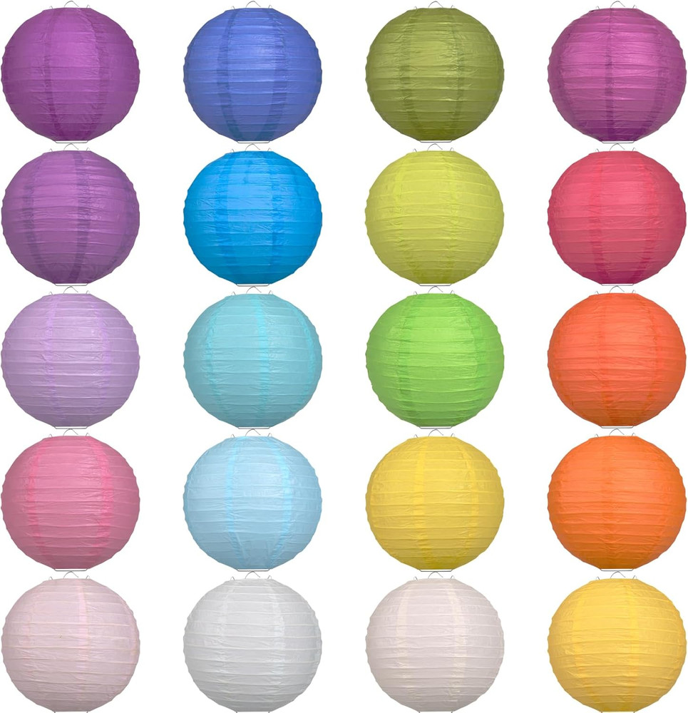 20PCS Decorative Paper Lanterns, 8″ Chinese Hanging Paper Lanterns Ball Lanterns