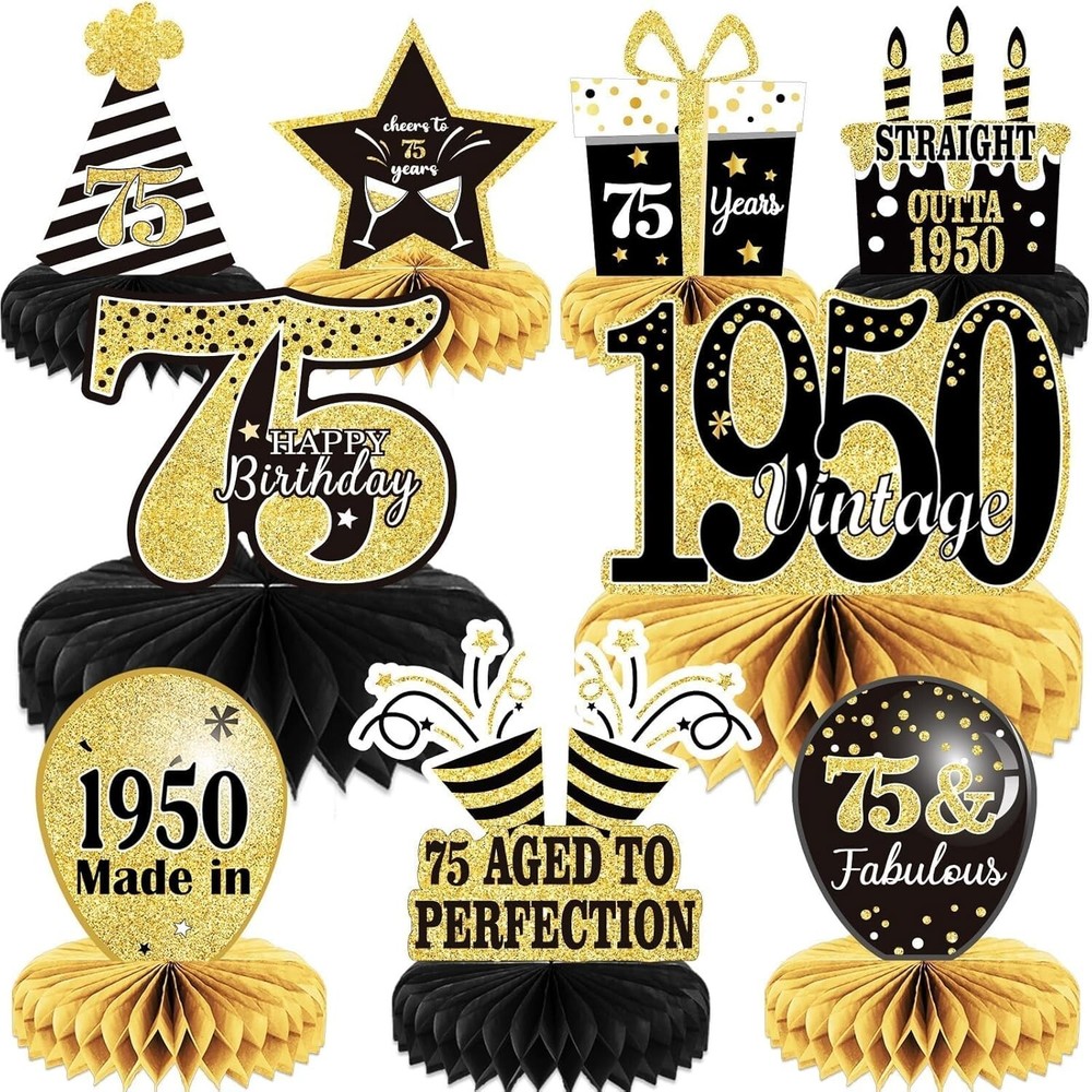 9PCS 75Th Birthday Decorations 75Th Birthday Centerpieces for Tables Decorations