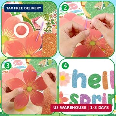 Hooqict Spring Party Decorations Hello Spring Banner with 15Pcs Flower Butterfly