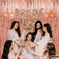 Thicken Rose Gold Tinsel Backdrop 4 Pack 13.2X8.2 FT, Foil Fringe Curtains, Birt