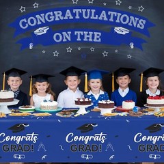 Graduation Party Decorations, 3 Pack Graduation Tablecloth 54″X108″, Decor Blue