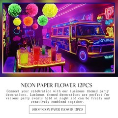 Party Decorations – 12 PCS Fluorescent Neon Tissue Pom Poms for , Wedding, Ba…