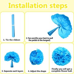 12 PCS Tissue Paper Pompoms Hanging Flowers Ball ZH/Sky Blue 10/12 Inch
