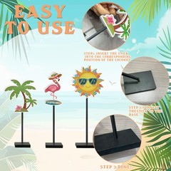 3 Pcs Summer Wooden Tabletop Decor – Flamingo, Palm Tree & Sun Beach Table Ce…