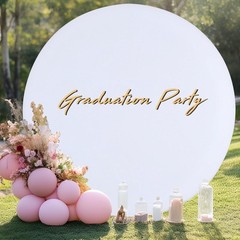 Gallety 7.2FT White Round Backdrop Cover with Size Adjuster & 4 Metal Clips,