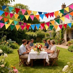 6 Strings 72PCS Rainbow Felt Bunting Colorful Pennant Banner Flags with Ribbo…