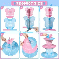 Faccito Gender Reveal Party Cupcake Stand Decorations, Blue and Pink 3 Tier Baby