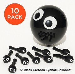 10 Pack 5″ BLACK SPIDER EYES LATEX BALLOONS Sculptures Cartoon Eyeballs Animal