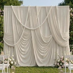 10x10ft Wrinkle Beige Backdrop Curtains for Parties, 2 Panels 5x10ft Silky