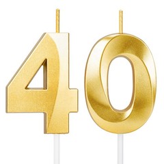 40th Birthday Candles for 1.92 inches x 1.36 x 0.4 inches, Gold