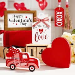 Valentine’s Day Tiered Tray Decor Set – 5 Pcs Heart 4.72×3.35 inches, Red