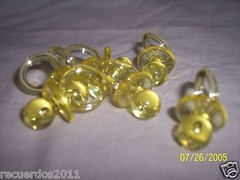 Baby Shower Medium Plastic Pacifiers 1 1/4″ Party Favors Pink Blue White Yellow
