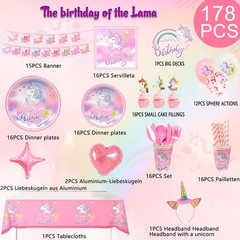 178 Unicorn Party Decorations Rainbow Birthday Supply Balloon Plates Cake Topper