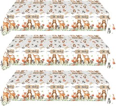 3pcs Woodland Animals Tablecloth Forest Wild Creatures Baby Shower Table Covers