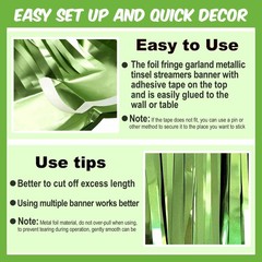 4 Pack 10 Ft Light Green Foil Fringe Garland Metallic Streamers Tinsel Banner…