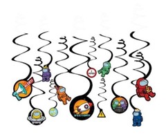 Among Us Spies in Space Paper Hanging Swirl Decorations (12ct)