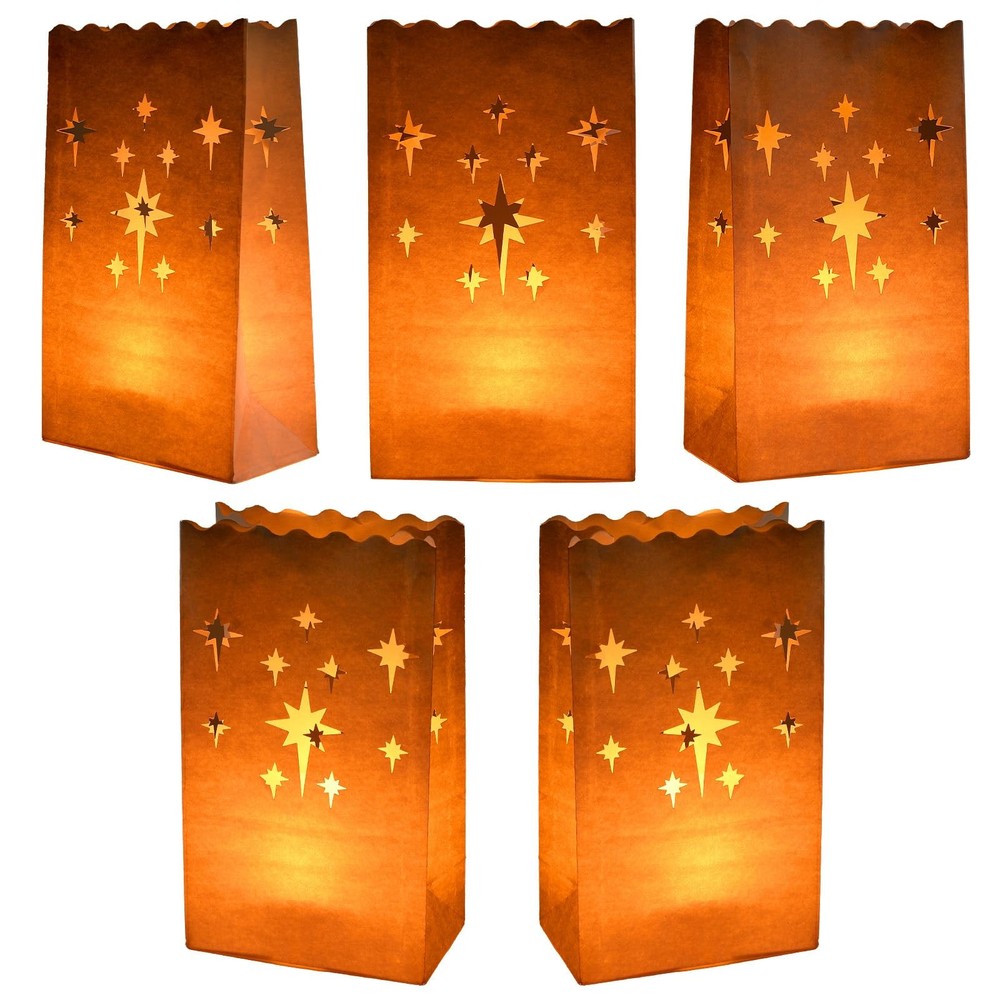White Paper Luminary Candle Lantern Bags Star Wedding 5.9x10x3.5 In 50 PCS
