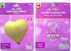 2/pack Air Filled Mylar Balloons Heart 18″ & Pacifier 30″x20″- New