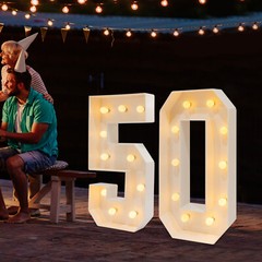 Pair 50 Light Up Numbers 100 cm Warm LED Floor Standing White KT Board