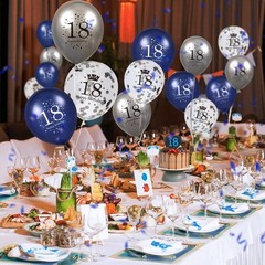 18th Birthday Balloons, 15 PCS Navy Blue Silver Latex 18th Birthday Balloons …