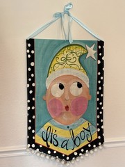3D “It’s A Boy” Large Banner Lisa Frost Door Hanger Wall Art Painted Baby Shower