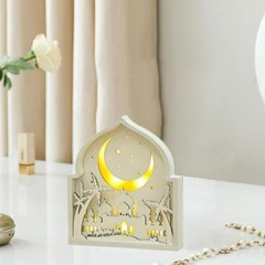 Eid Mubarak Decoration Wooden Ramadan Ornament Craft Moon and Stars Arabic