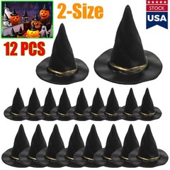 12x Plastic Witch Hats Mini Halloween Witch Hats Wizard Hat for DIY Crafts Bottl