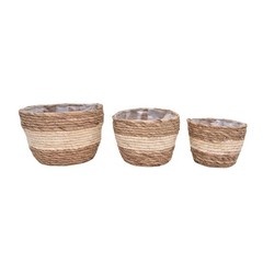3 Piece Natural Seagrass Basket Set for Plants Decorative Arrangements