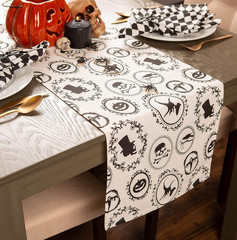 Halloween Party Tabletop Decor, Reusable & Machine Washable Cotton Fabric, Table