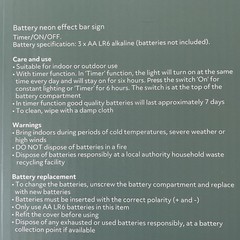 Garden ‘Bar open’ Neon Light Battery Operated Indoor & Outdoor – * Defect*