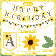 Bee Birthday Party Decorations Bumble Bee Felt Happy Birthday Banner with Sunflo