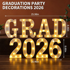 2026 Graduation Decorations – 8 LED Marquee Light-Up Letters,Grad 2026″ for Pres