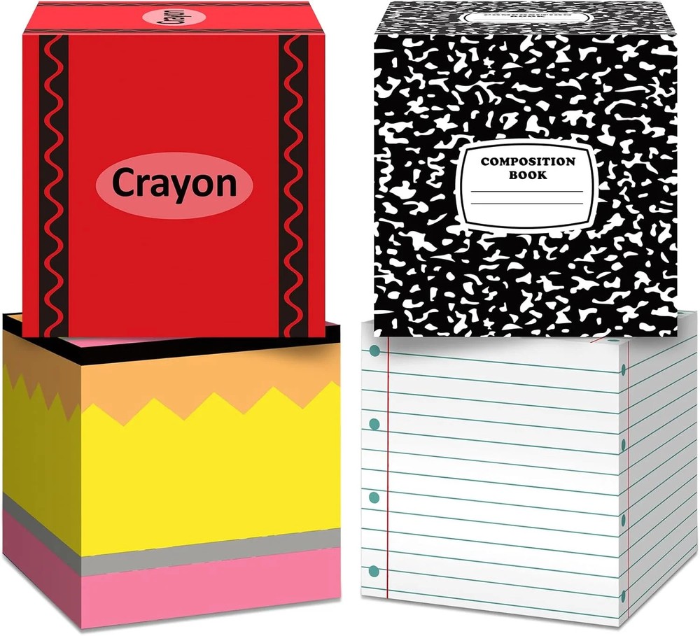 4 Pcs Back to School Balloon Box Decoration Sets Include Pencil Crayon Notebook