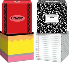 4 Pcs Back to School Balloon Box Decoration Sets Include Pencil Crayon Notebook