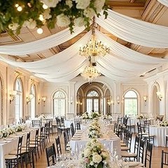 10ft x 15ft Ivory Wrinkle Backdrop Curtains for Parties,Silky Polyester Fabric