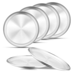E-far 6-Piece Stainless Steel Plates, 9 Inch Metal 9*9*0.6 inch, Silver