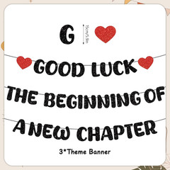 Farewell Decorations Party Good Luck – 3 Pcs Glitter Black the Beginning of a Ne