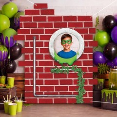 Green Turtle Party Decorations Cartoon Turtle Birthday Party Banner Red Brick…
