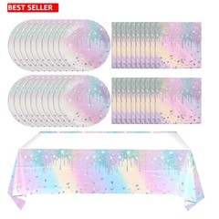 Magical Iridescent Birthday Set – Includes 20 Plates & Napkins for Easy Parties